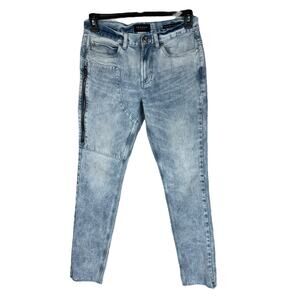 PacSun SZ 30x30 Mens Stacked Skinny Jeans Zip-Fly Zip Pocket Frayed Light Wash